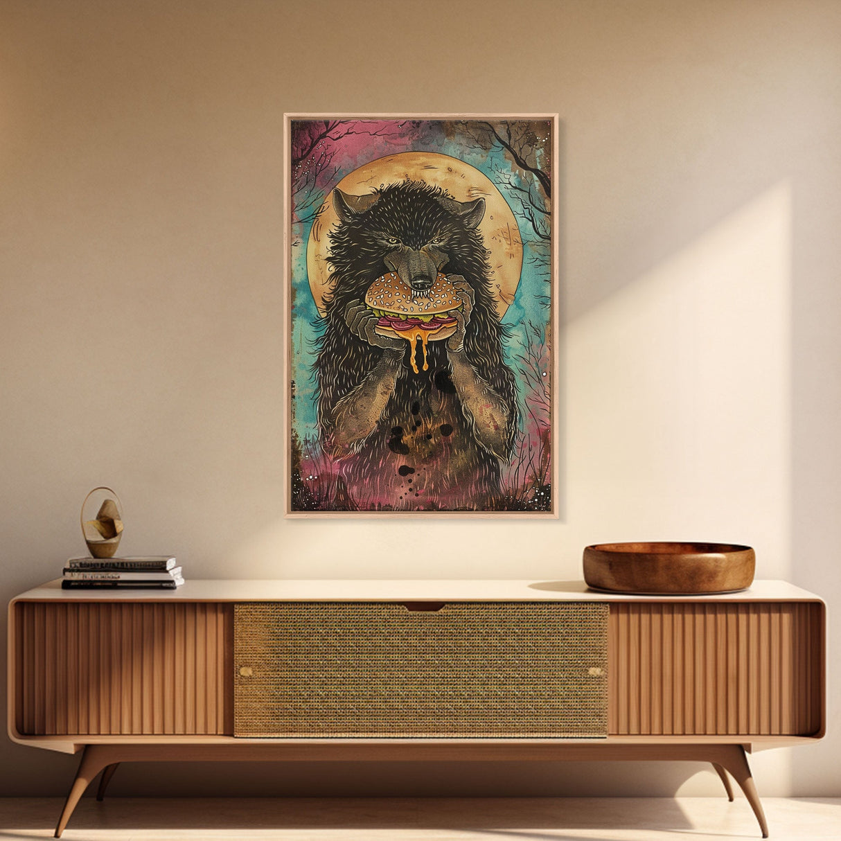 Halloween Haunted Forest Monster Framed Canvas Print, Wall Art, Living Room Decor, Halloween Decoration, Spooky Wall Hanging, Haunted Decor