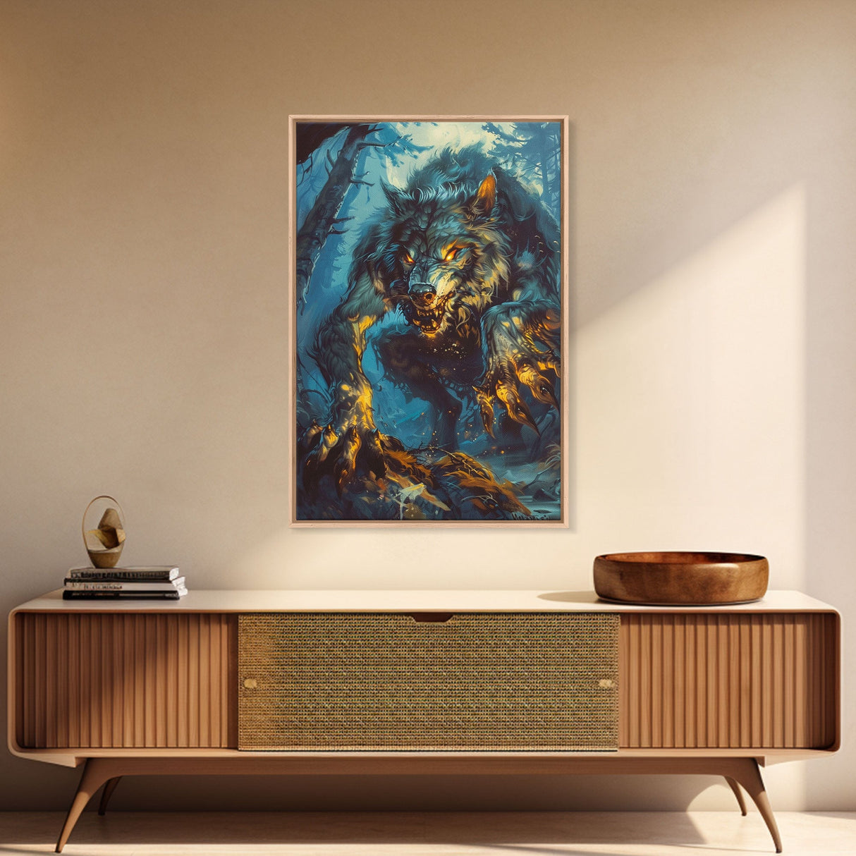 Ferocious Werewolf in the Forest - Halloween Wall Decor - Scary Art Print - Werewolf Painting for Halloween - Spooky Home Decor