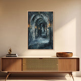 Dark Gothic Hallway Halloween Art, Spooky Hallway, Haunted Passage, Creepy Architecture, Gothic Decor, Framed Canvas Print