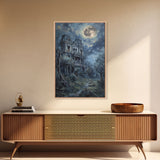 Haunted Victorian Mansion Halloween Art, Spooky House, Haunted Home, Creepy Building, Gothic Decor, Framed Canvas Print