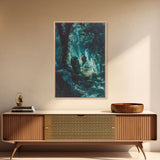 Haunted Graveyard Framed Canvas Print, Halloween Wall Art, Spooky Cemetery, Midnight Shadows, Haunted Forest, Ghostly Vibes, Gothic Decor