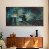 Haunted Railway, Spooky Wall Art, Framed Canvas Print, Unique Halloween Wall Art Gift Idea, Halloween Props