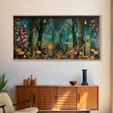 Haunted Cemetery In The Forest Framed Canvas Print, Halloween Decor, Halloween Prop Wall Art