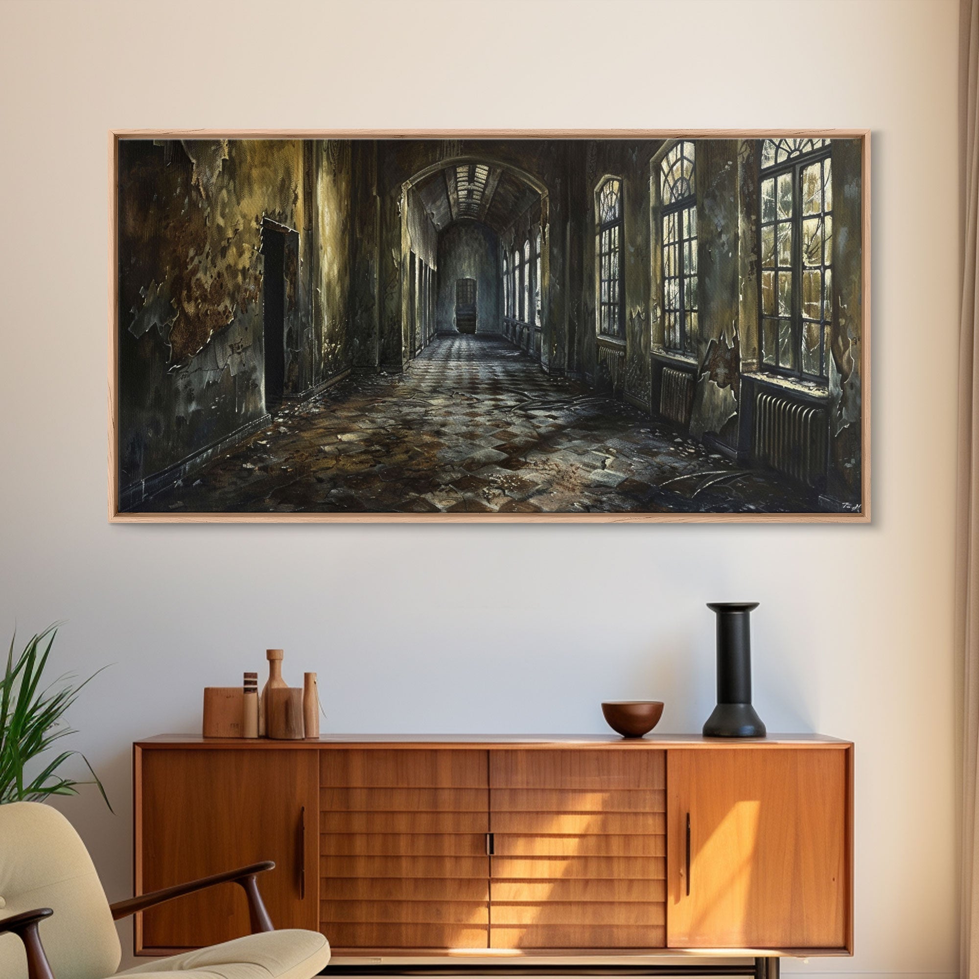 Insane Asylum Canvas Print, Wood Framed Wall Art, Creepy Dark