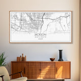 Jackson City Map, Mississippi Map, Map Art, Modern Art, Wall Art, Canvas Art, Apartment Wall Décor, Modern Farmhouse Art, Gift For Men
