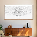 Lexington City Map, Kentucky Map, Map Art, Modern Art, Wall Art, Canvas Art, Farmhouse Wall Décor, Gift For Women, Living Room Wall Art