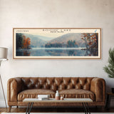 Boone Lake Rhode Island Framed Canvas Print, Panoramic Lake House Decor, Scenic View, Travel Poster, Rustic Art, Lake Painting