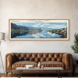 Caballo Lake New Mexico Framed Canvas Print, Lake House Art, Panoramic Wall Art, Travel Poster, Modern Lake Painting, Home Decor