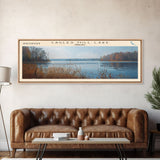 Cagles Mill Lake Indiana Framed Canvas Print, Lake House Art, Panoramic Travel Poster, Wall Art, Modern Lake Painting, Home Decor