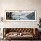 Calling Lake Framed Canvas Print, Panoramic Lake House Decor, Wall Art, Travel Poster, Rustic Lake Painting, Nature Art