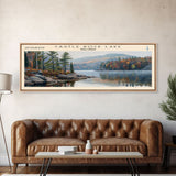 Castle Rock Lake Wisconsin Framed Canvas Print, Lake House Art, Panoramic Wall Art, Travel Poster, Modern Lake Painting, Home Decor