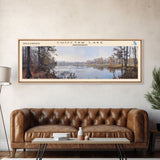 Choctaw Lake Mississippi Framed Canvas Print, Lake House Art, Panoramic Wide Wall Art, Travel Poster, Rustic Lake Painting, Home Decor