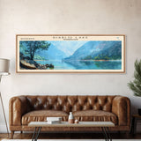 Diablo Lake Washington Framed Canvas Print, Lake House Art, Panoramic Wall Art, Travel Poster, Minimalist Lake Painting, Home Decor