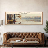 Jordan Lake North Carolina Framed Canvas Print, Lake House Art, Panoramic Travel Poster, Wall Art, Stunning Lake Painting, Home Decor