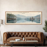 Lake Rabun Georgia Framed Canvas Print, Lake House Decor, Panoramic Wall Art, Travel Poster, Serene Landscape Painting, Living Room Decor