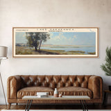 Lake Sakakawea, Boho Art, Beautiful Landscape, Travel Poster Art, Wall Art, Home Decor, Nature Scene, Lake Painting, Minimalist Art, Modern Art, Travel Print, Framed Canvas Print, Lake House Decor, Panoramic Print