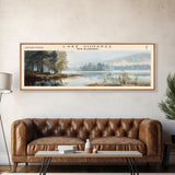 Lake Sunapee New Hampshire Framed Canvas Print, Lake House Decor, Panoramic Wall Art, Travel Poster, Scenic Landscape Painting, Living Room Decor
