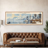 Lake Tahoe Framed Canvas Print, Lake House Decor, Panoramic Wall Art, Travel Poster, Stunning Landscape Painting, Contemporary Art