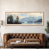 Lake Tahoma North Carolina Framed Canvas Print, Lake House Decor, Panoramic Wall Art, Travel Poster, Serene Landscape Painting, Rustic Art