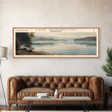 Lake Washington Framed Canvas Print, Lake House Decor, Panoramic Wall Art, Travel Poster, Scenic Landscape Painting, Bedroom Decor