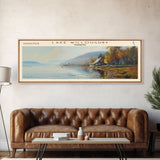 Lake Willoughby Vermont Framed Canvas Print, Lake House Decor, Panoramic Wall Art, Travel Poster, Scenic Landscape Painting, Living Room Decor