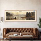 Loon Lake Framed Canvas Print, Lake House Decor, Panoramic Wall Art, Travel Poster, Landscape Painting, Contemporary Art