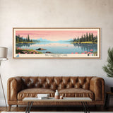 Big Chapman Lake Indiana Framed Canvas Print, Panoramic Travel Poster, Midcentury Modern Wall Art, Pop Art, Nature Lake House Art, Bedroom Decor