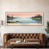 Big Chapman Lake Indiana Framed Canvas Print, Panoramic Travel Poster, Midcentury Modern Wall Art, Pop Art, Nature Lake House Art, Bedroom Decor