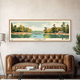 Carters Lake Georgia Framed Canvas Print, Pop Art Panoramic Travel Poster, Midcentury Modern, Wall Art, Scenic Nature Painting, Bedroom Decor, Living Room Art