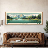 Emerald Lake Colorado Framed Canvas Print, Panoramic Art, Midcentury Modern, Pop Art, Living Room Wall Art, Travel Poster, Lake Art
