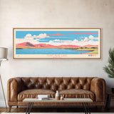 Fort Peck Lake Montana Framed Canvas Print, Panoramic Wall Art, Midcentury Modern, Pop Art, Bedroom Decor, Travel Poster, Nature Art, Artistic Decor