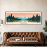 Goose Lake California Oregon Framed Canvas Print, Panoramic Wall Art, Midcentury Modern, Pop Art, Living Room Decor, Travel Poster, Lake View, Nature Art
