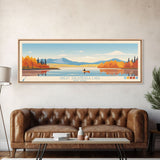 Great Sacandaga Lake New York Framed Canvas Print, Panoramic Art, Midcentury Modern, Pop Art, Bedroom Decor, Travel Poster, Lake House Art, Home Decor