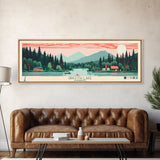 Griffith Lake Vermont2 Framed Canvas Print, Panoramic Art, Midcentury Modern, Pop Art, Bedroom Decor, Travel Poster, Artistic Decor, Home Decor