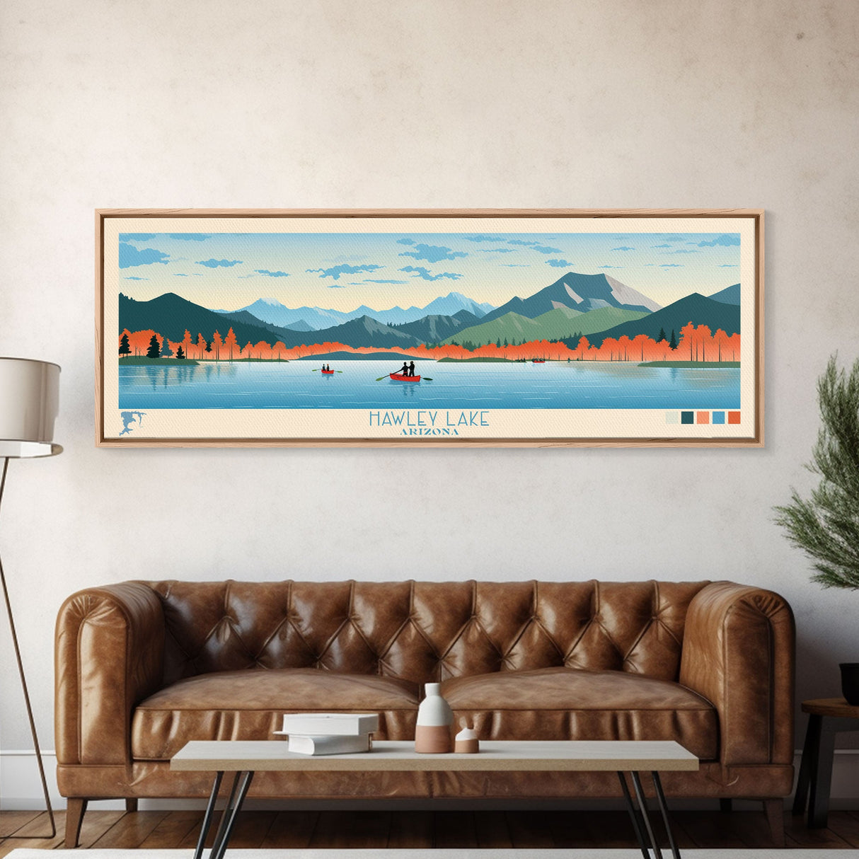 Hawley Lake Arizona Framed Canvas Print, Panoramic Art, Midcentury Modern, Pop Art, Bedroom Decor, Travel Poster, Artistic Decor, Home Decor