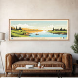 Horton Lake Northwest Territories Framed Canvas Print, Panoramic Art, Midcentury Modern, Pop Art, Living Room Decor, Travel Poster, Lake House Decor