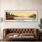 Hottah Lake Northwest Territories Framed Canvas Print, Panoramic Wall Art, Midcentury Modern, Pop Art, Bedroom Decor, Travel Poster, Home Decor