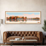 Jordan Lake North Carolina Framed Canvas Print, Panoramic Art, Midcentury Modern, Pop Art, Lake House Decor, Travel Poster, Living Room Art