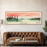Kakisa Lake Northwest Territories Framed Canvas Print, Panoramic Art, Midcentury Modern, Pop Art, Living Room Decor, Travel Poster, Lake House Decor