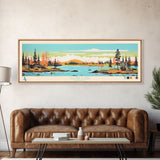 Kasba Lake Nunavut Framed Canvas Print, Panoramic Wall Art, Midcentury Modern, Pop Art, Bedroom Decor, Travel Poster, Home Decor
