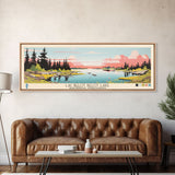 Lac Belot Northwest Territories Framed Canvas Print, Panoramic Wall Art, Midcentury Modern, Pop Art, Lake House Art, Travel Poster, Living Room Decor