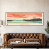 Lac Maunoir Northwest Territories Framed Canvas Print, Panoramic Art, Midcentury Modern, Pop Art, Living Room Wall Art, Travel Poster, Lake House Decor