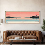 Lake Apopka Florida Framed Canvas Print, Panoramic Art, Midcentury Modern, Pop Art, Living Room Wall Art, Travel Poster, Lake House Decor