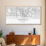 Minneapolis City Map, Minnesota Map, Map Art, Minimalist Wall Art, Wall Art, Canvas Art, Dorm Room Décor, Home Décor Wall Art, Gift For Dad