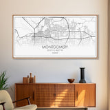 Montgomery City Map, Alabama Map, Map Art, Minimalist Wall Art, Wall Art, Canvas Art, Farmhouse Wall Art, Girlfriend Gift, Teen Room, Office