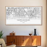 North Las Vegas City Map, Nevada Art, Map Print, Minimalist Wall Art, Wall Art, Canvas Art, Gamer Room Décor, Teacher Gift, Teen Boy Décor