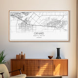 Oxnard City Map, California Art, Map Print, Minimalist Wall Art, Wall Art, Canvas Art, Long Wall Art, Teen Room Wall Art, Mom Birthday Gift