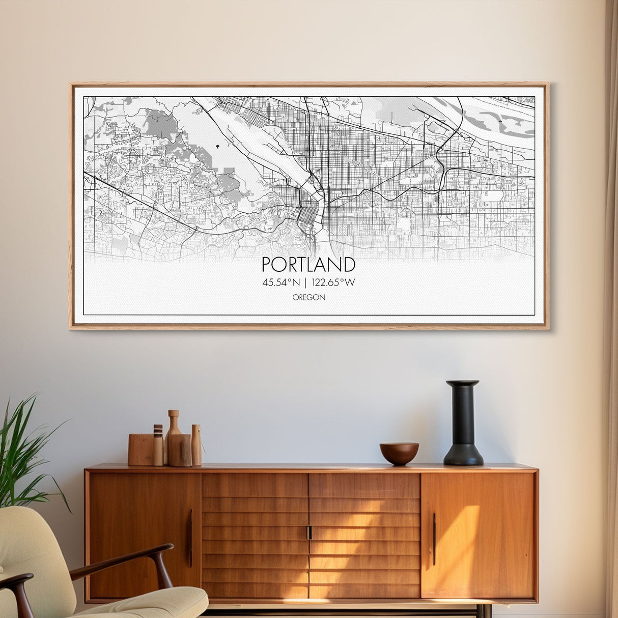 Portland City Map, Oregon Art, Map Print, Minimalist Wall Art, Wall Art, Canvas Art, New Home Gift, Gaming Wall Décor, Man Cave Art, Prints
