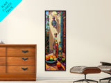 Mediterranean Still Life Canvas Painting Framed and Printed, Textured Wall Art, Rustic Vertical Framed Art for Living Room, Colorful Art