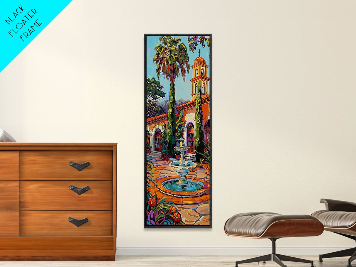 Mexican Inspired Canvas Painting Framed and Printed, Colorful Wall Art for Kitchen, Skinny Art for Living Room, Rustic Spanish Inspired Art